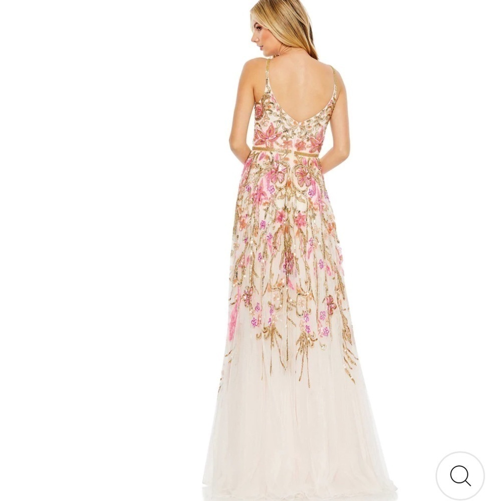 Mac Duggal V NECK FLORAL EMBELLISHED SPAGHETTI STRAP GOWN size 12 NEW $698 - Picture 5 of 17